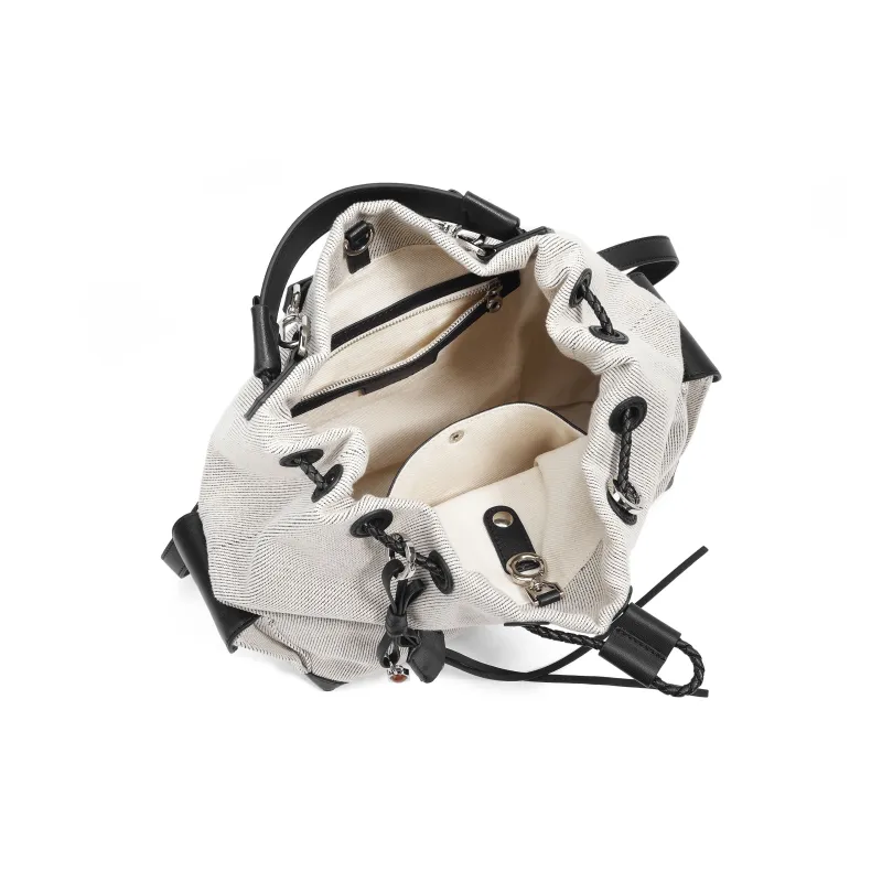 BELLE Fabric Backpack Tubas Women's Blue/Beige-6