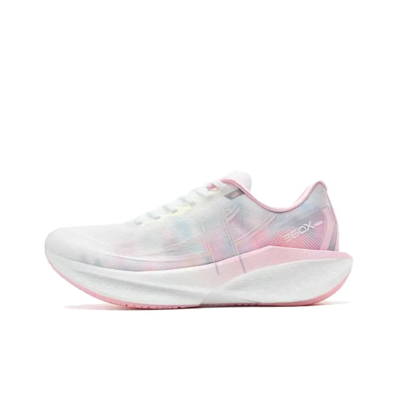 XTEP 360X 2.0 Cushioning And Breathable Low Top Carbon Plate Marathon Training Race Running Shoes Women's White Pink-0