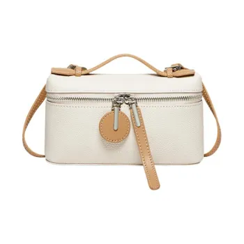 15 MINS Cow Leather Handbag Regular Women's Ecru & Apricot/Midnight Black