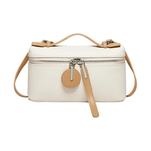 15 MINS Cow Leather Handbag Regular Women's Ecru & Apricot/Midnight Black