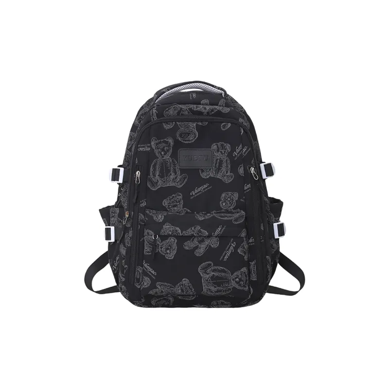 WICKBUEN Nylon Backpack Unisex Ecru/Black/Gray/Purple-6