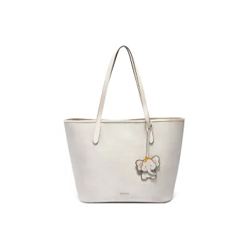 BELLE Vintage Monogram Tote Bag, Shopping Bag, Shoulder Bag Tubas Women's White/Apricot
