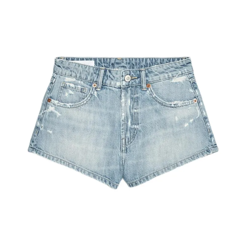 ZARA Trf Denim Shorts Women's Light Blue-0
