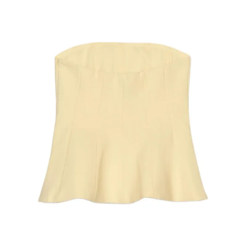 ZARA Strapless Tops Women's Yellow-1