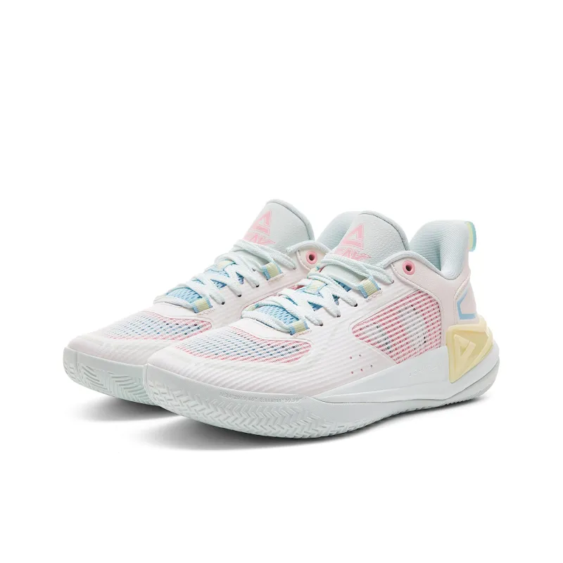 PEAK Shock Absorbers Slip Resistant Breathable Low Top Basketball Shoes Women's Ivory Green-2