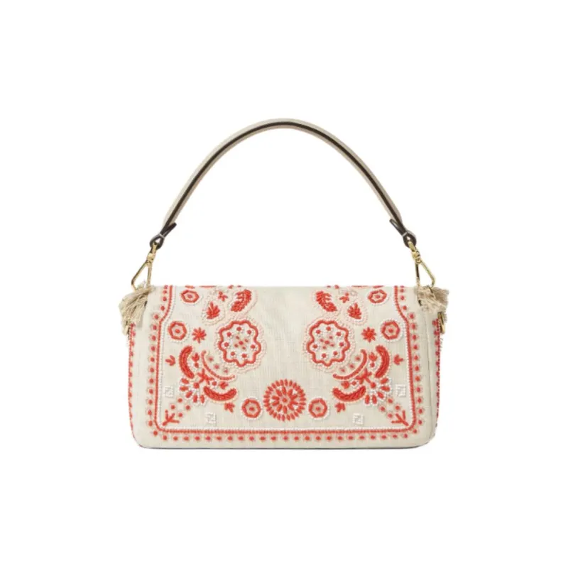 FENDI Canvas Baguette Shoulder Bag, Crossbody Bag, Handbag Medium Size Women's Multicolor-2