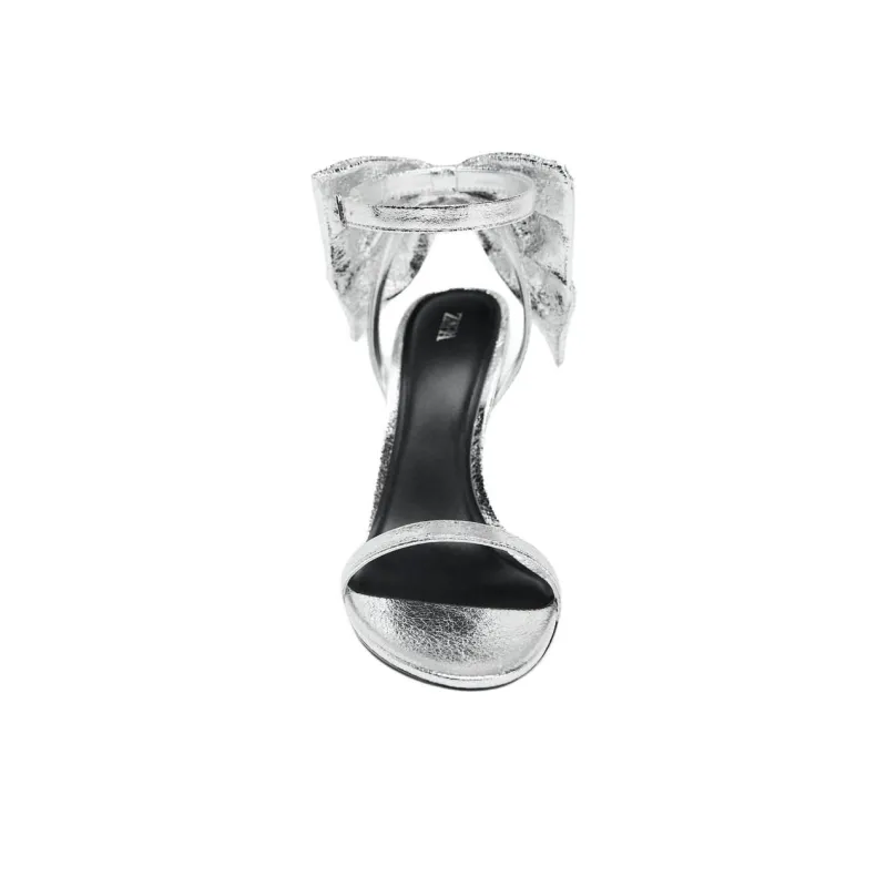 ZARA One Strap Sandals 9.5cm Women's Silver-3