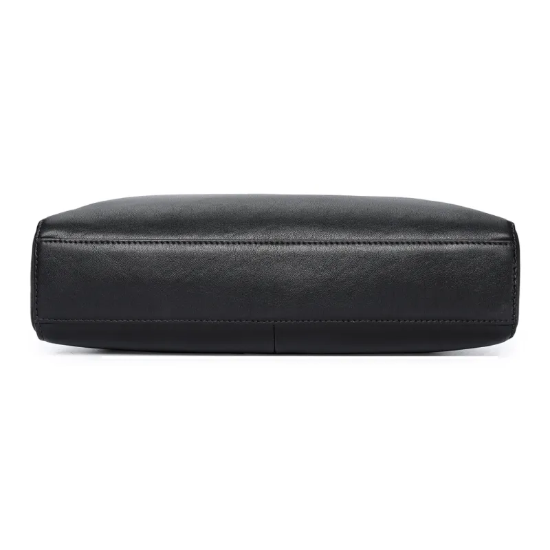 Chrisdien Deny Cow Leather Shoulder Bag, Handbag Men's Black-5