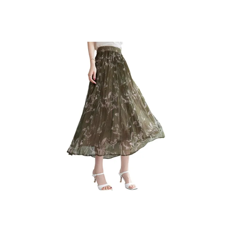 Yi Mengyuan Silk Casual Long Skirt Women's-0