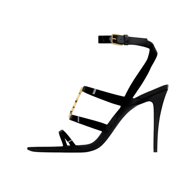 SAINT LAURENT CASSANDRE One Strap Sandals 9cm Unisex Black-0