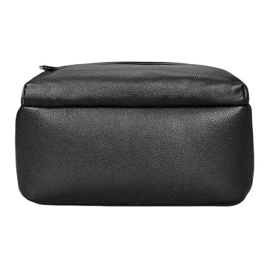 PESASRIE Top Grain Cow Leather Backpack Men's Black-5