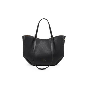 PIERRE CARDIN Split Cow Leather Tote Handbag, Shoulder Bag Regular Women's Black