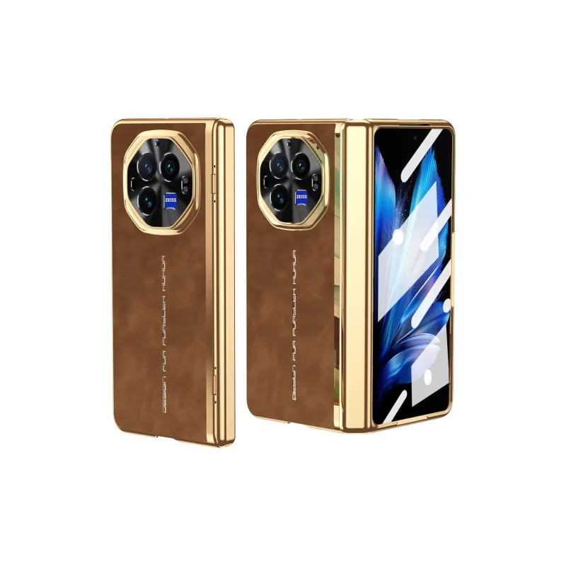 YINZHESHAN PC Material Faux Leather Electroplated Phone Cases Compatibility Vivoxfold3/Xfold3pro-3
