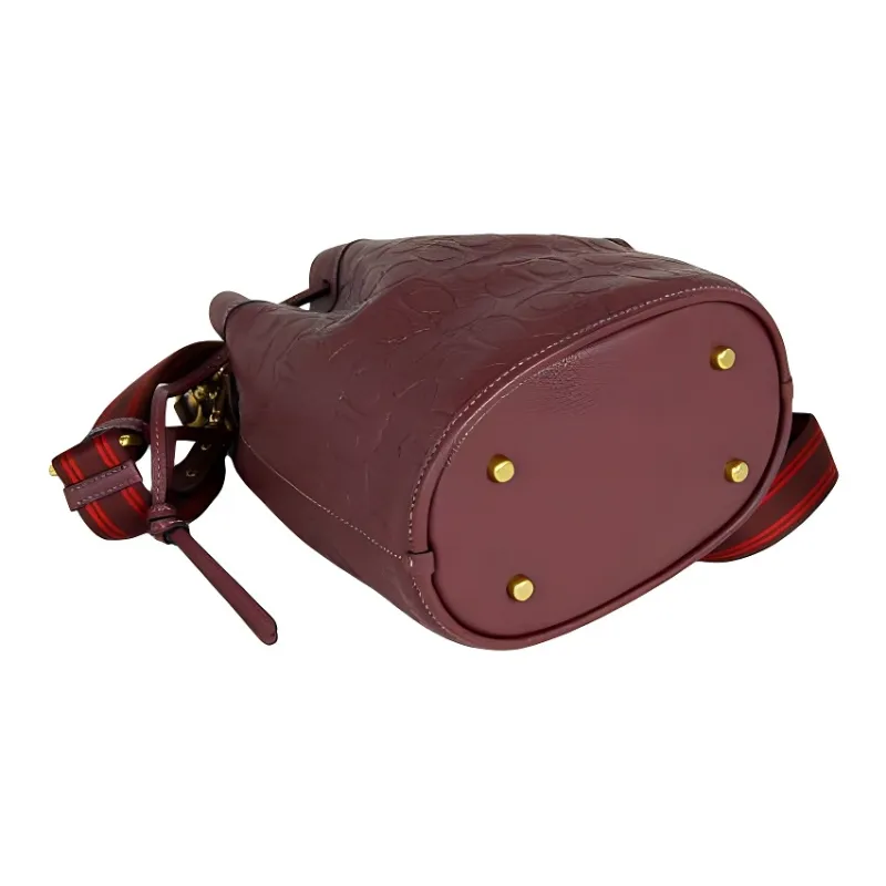 COACH Field Leather Crossbody Bag Shoulder Bag Bucket Bag Handbag Small Size Women's Maroon-2