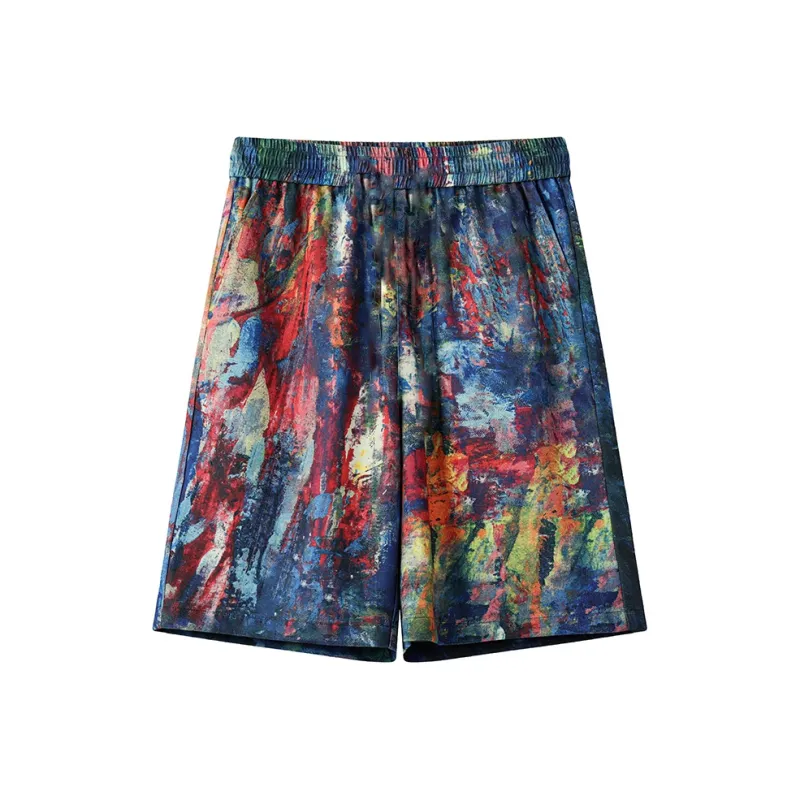 KORAMAN Casual Shorts Men Rainbow Graffiti-1