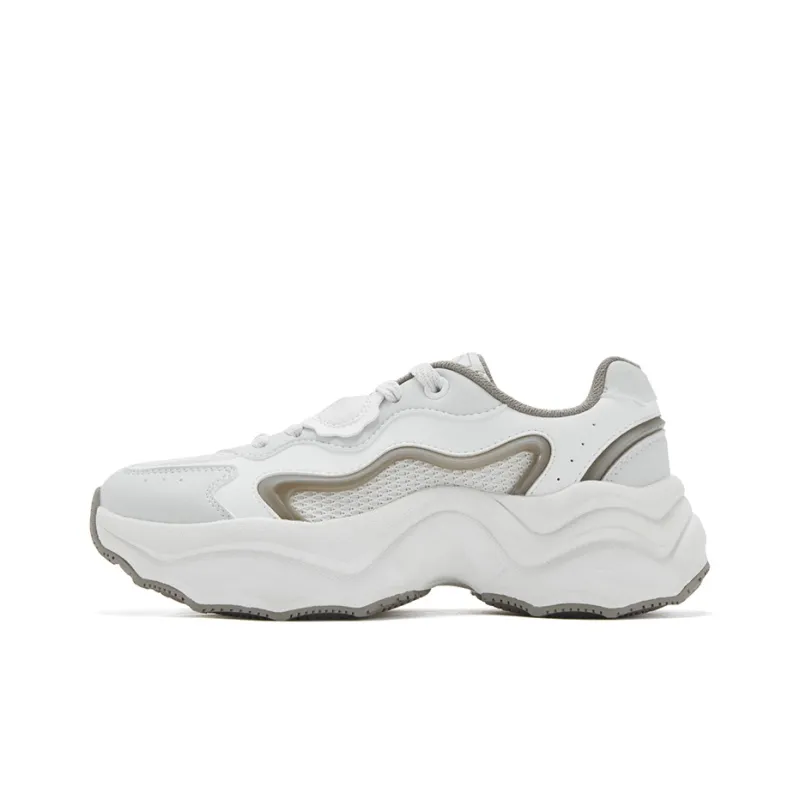 361° Dumpling Anti Slip Wear Resistant Low Top Casual Shoes Women's White Antarctic Gray-0
