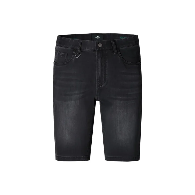 SEPTWOLVES Denim Shorts Unisex Black Gray-0