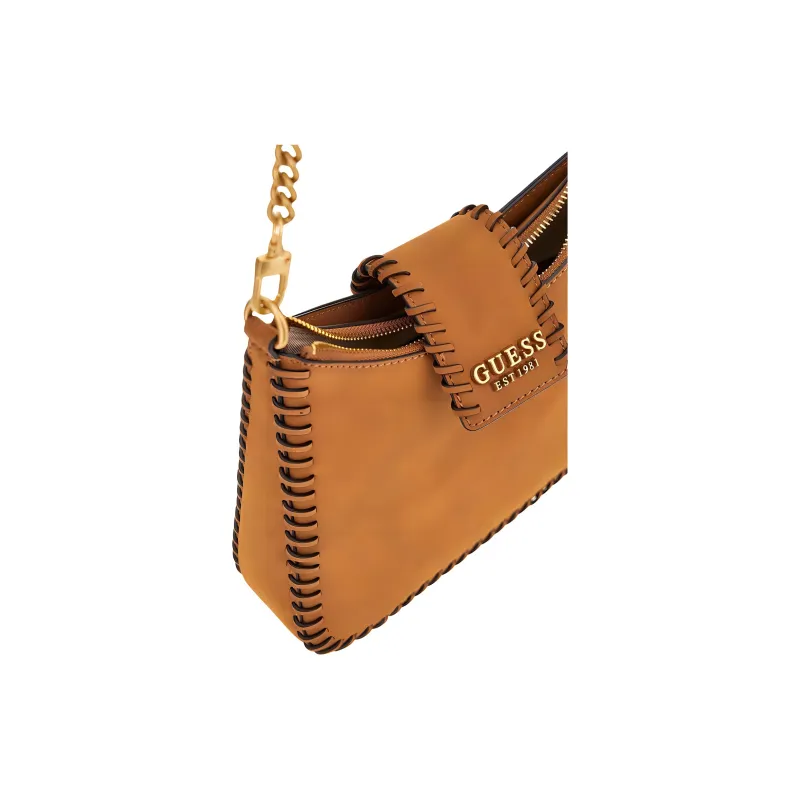 GUESS Genuine Leather Crossbody Bag, Shoulder Bag Regular Women's Brown-4