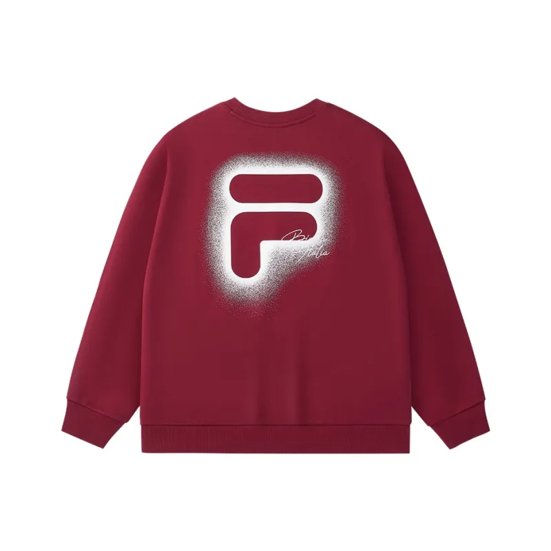 FILA FUSION FOB Series Pullover Sweatshirt Unisex Burgundy With A Hint Of Milk-2