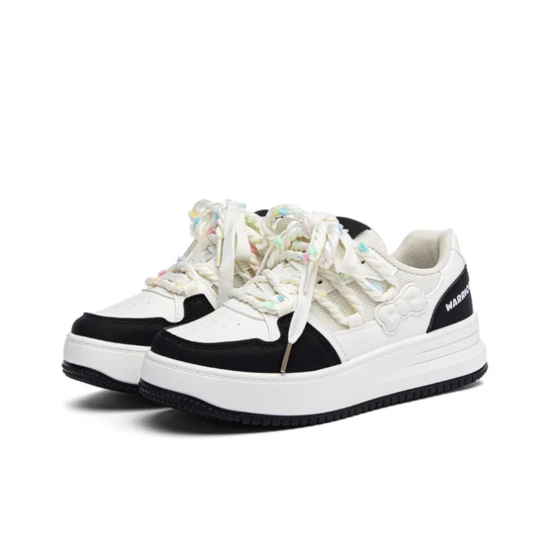 Warrior Abrasion Resistant Height Increasing Low Top Skateboard Shoes Women's Beige Black-2