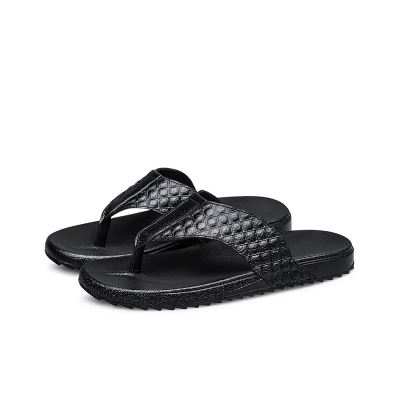 AIPSEN Flip Flops Men's Black Square-3