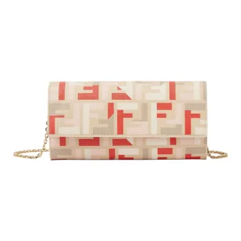 FENDI ROMA Label Clutch Women's Beige