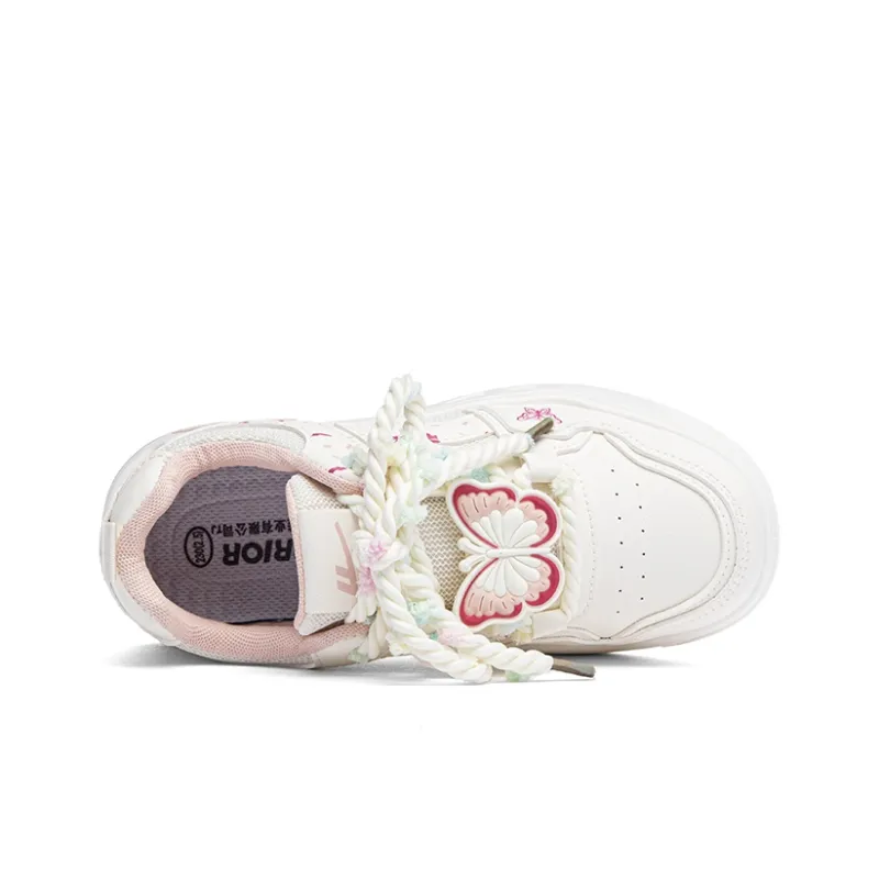 Warrior Anti Slip Wear Resistant Low Top Skateboard Shoes Women's Beige Pink-3
