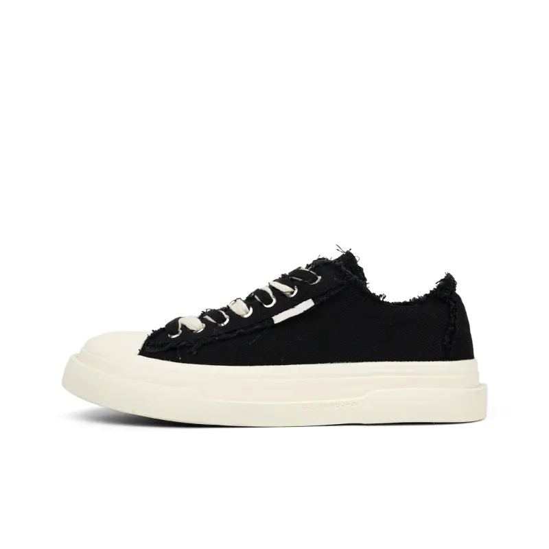 Mengsai Abrasion Resistant Shock Absorbers Low Top Canvas Shoes Men's Black-0