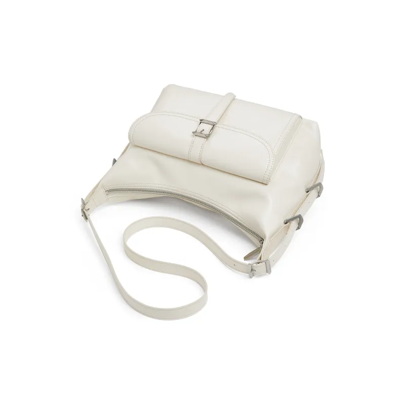 CHARLES&KEITH PU Crossbody Underarm Shoulder Bag Women's Noir Black/Cream Milk White-5