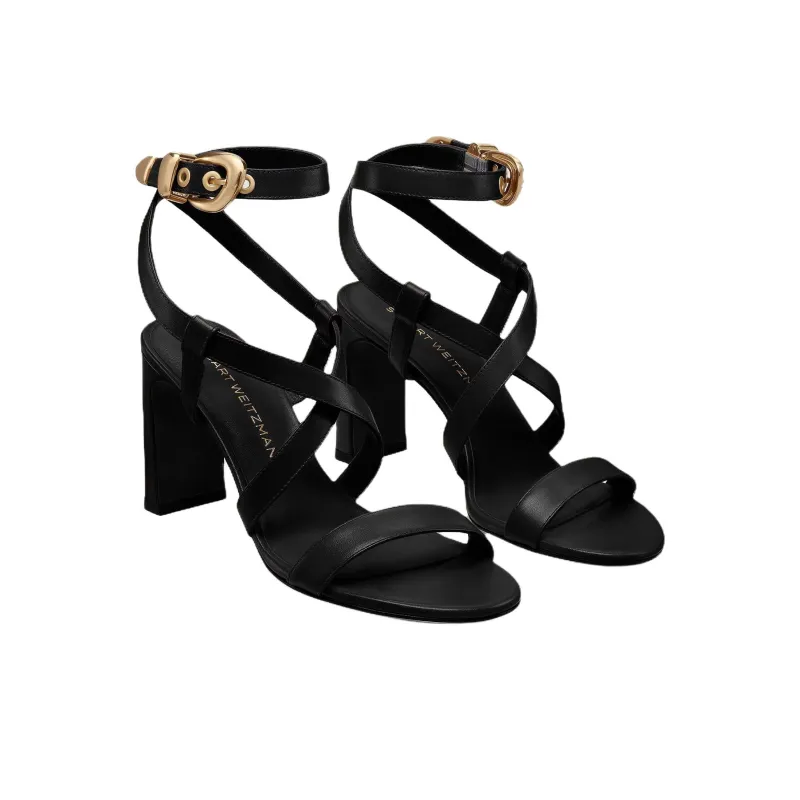 Stuart Weitzman/SW Maven Block One Strap Sandals 8.5cm Women's Black-2