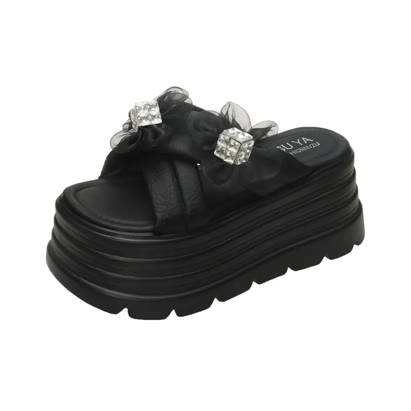 Alxnan Rhinestone Slip Resistant Slide Slippers Women's-7
