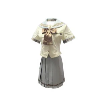 OUTDOORPRINCE Uniforms Women's Mint Short Sleeved Top+Skirt+Polka Dot Bow Tie