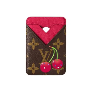 LOUIS VUITTON Takashi Murakami Collaboration Magnetic Monogram Coated Canvas Card Holder Women's Brown