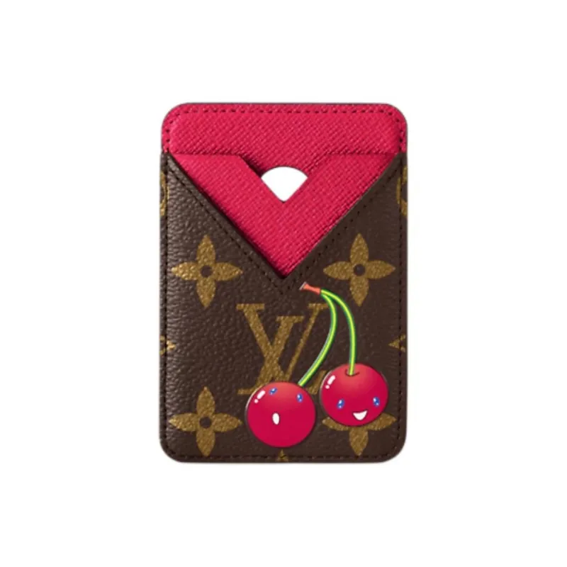 LOUIS VUITTON Takashi Murakami Collaboration Magnetic Monogram Coated Canvas Card Holder Women's Brown-0