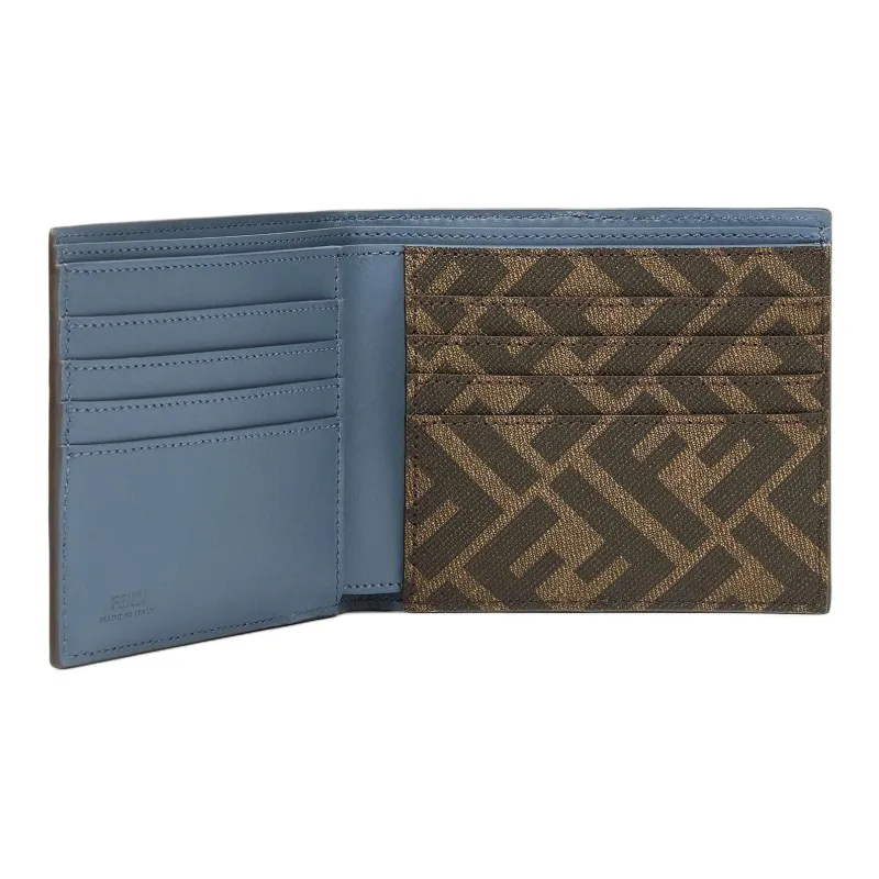 FENDI Leather Wallet Men's Blue-2