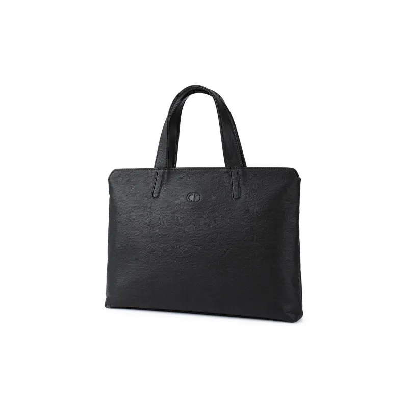 Chrisdien Deny Cow Leather Briefcase Men's Black-2