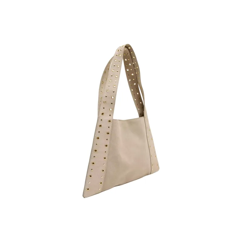 ZARA Cow Leather Shoulder Bag Medium Size Women's Sand & Brown-1