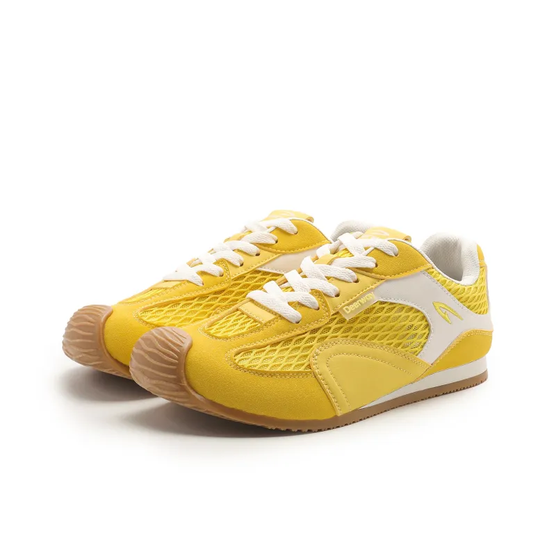 DEERWAY Height Increasing Abrasion Resistant Lightweight Breathable Slip Resistant Low Top Casual Shoes Women's Lemon-1