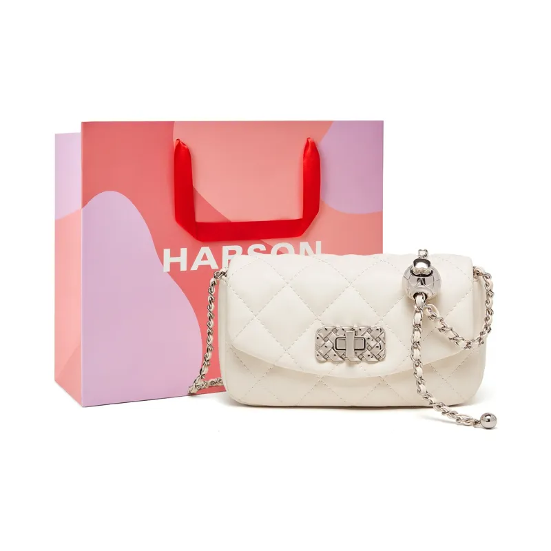 HARSON Cow Leather Crossbody Bag, Shoulder Bag Regular Women's Black/Pink/Ecru-8