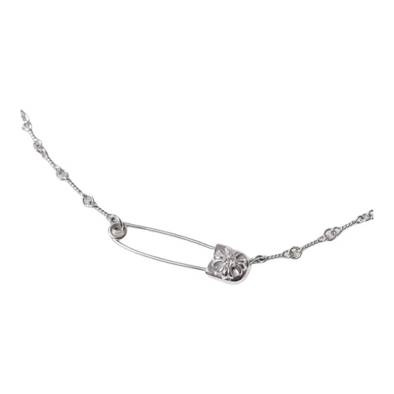 Chrome Hearts 18K White Gold, Diamond Necklaces Unisex Silver-4