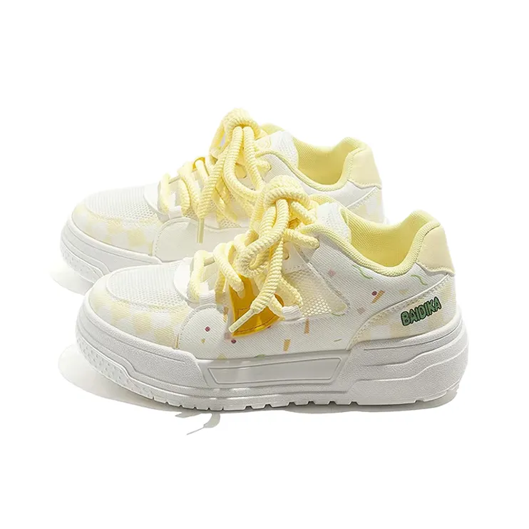 WJA Low Top Skateboard Shoes Women's Lemon-0
