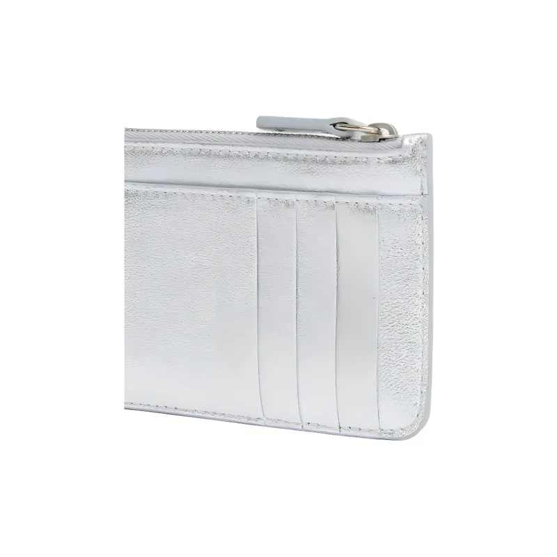 MANSUR GAVRIEL Lambskin Card Holder Women's Silver-3