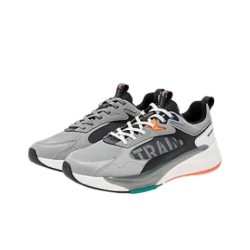 QIAODAN Anti Slip Wear Resistant Low Top Running Shoes Men's Gray Black-2