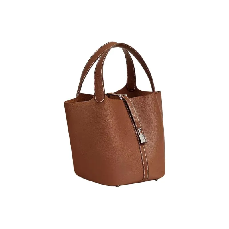 HERMES Picotin Lock Calfskin Basket Bag Handbag Women's 34 Fauve Light Tawny-1