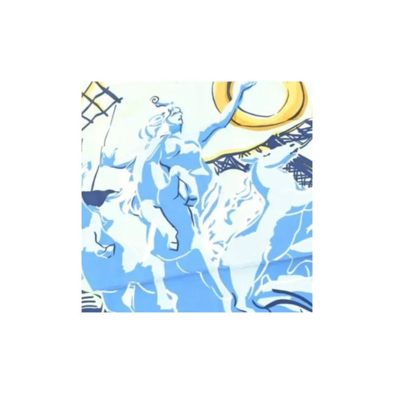 CELINE 100% Silk Scarves Women's Blue-1