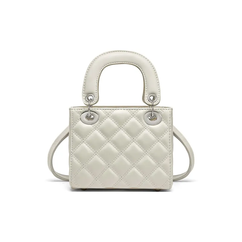 CORALDAISY Synthetic Leather Shoulder Bag, Crossbody Bag, Lady Dior Bag, Handbag Women's Monroe Black/White Sticky Rice-8