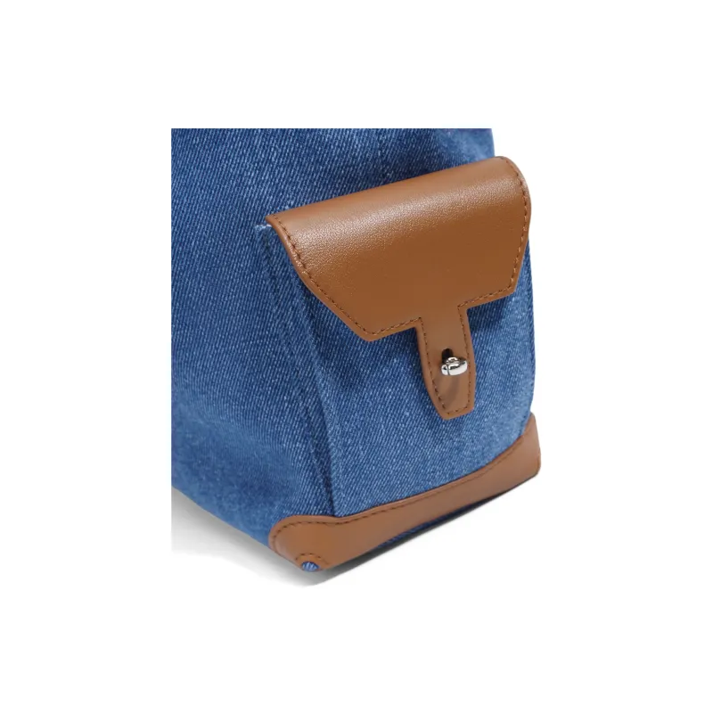 BELLE Fabric Backpack Tubas Women's Blue/Beige-3
