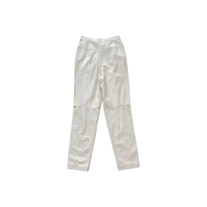 CHANEL 22C Leather Pants Women's White-1