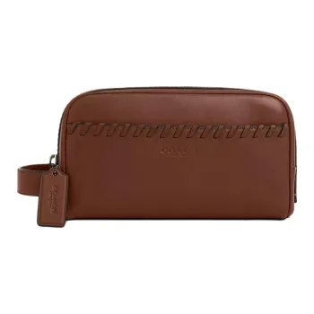 COACH Travel Kit Smooth Calf Leather Travel Storage Bag Trumpets Unisex Brown