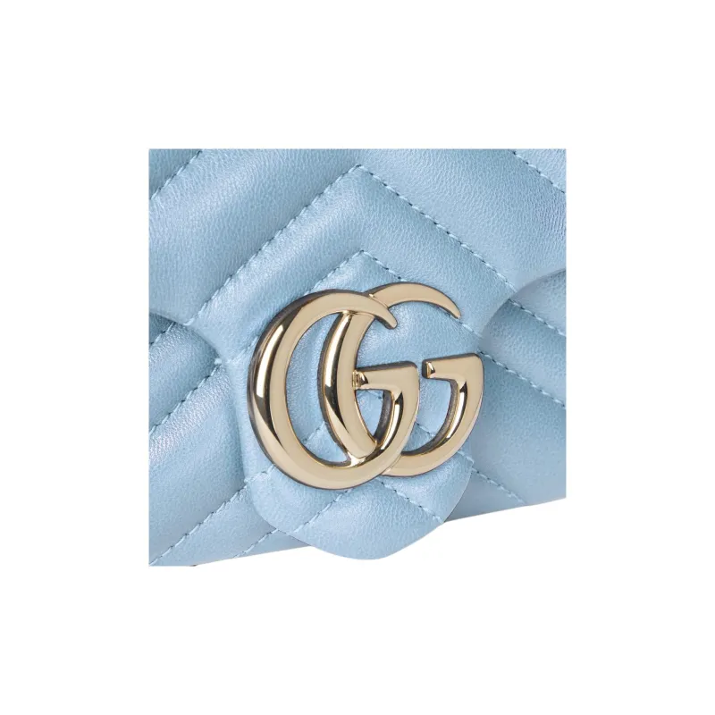GUCCI GG Marmont Lambskin Shoulder Bag Mini Women's Light Blue-6